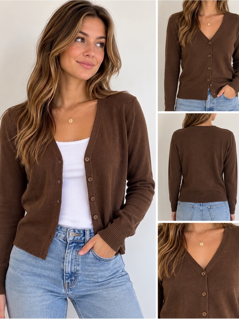 GAP Women’s Brown Button Front Cardigan Sweater Size M Classic Y2K